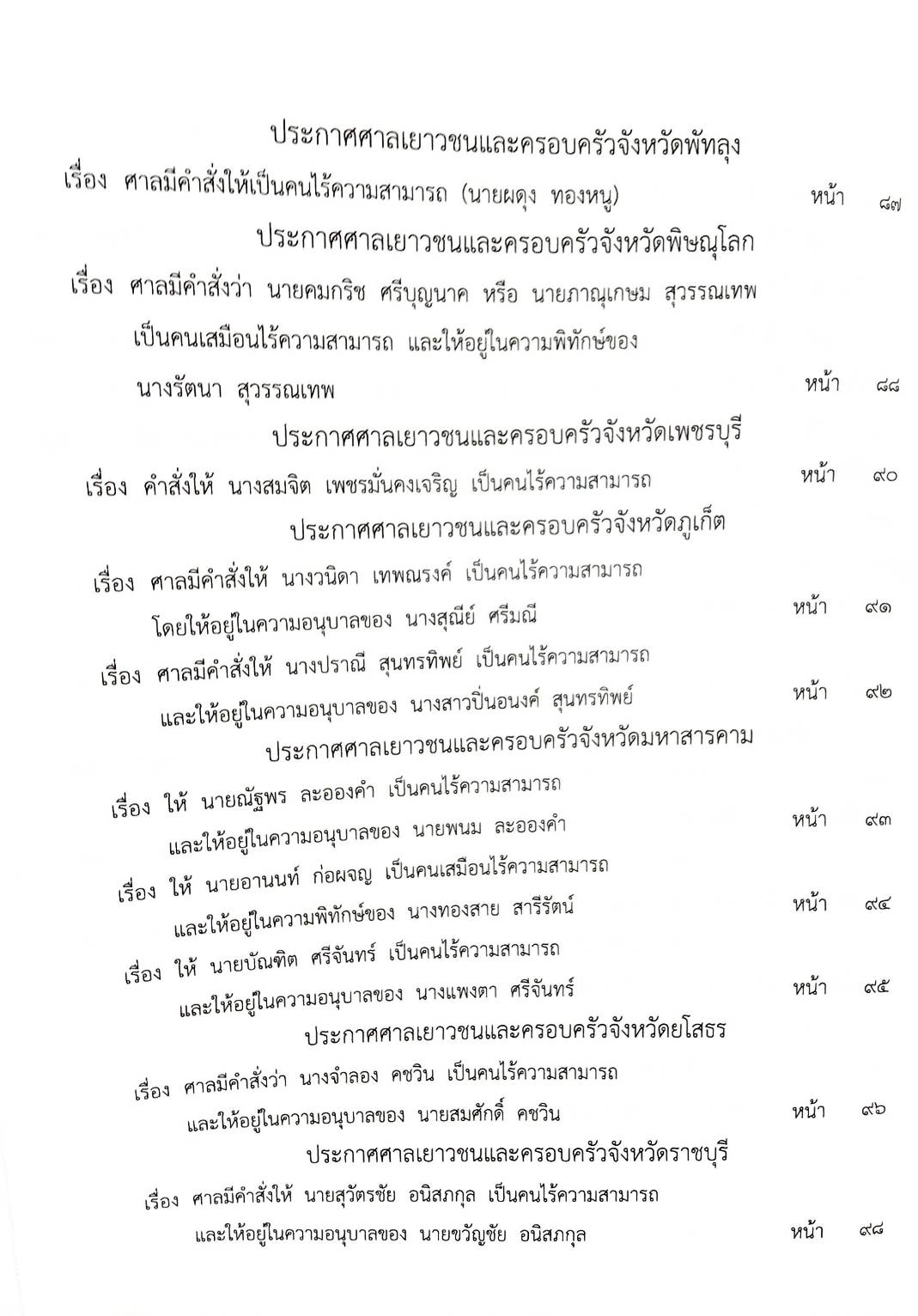 กฎหมายออกใหม่ 59/65 ประกาศกระทรวงการคลัง ฐานะการเงินฯ ประกาศวุฒิสภา ตั้งคณะกรรมาธิการฯ ประกาศศาลเยาวชนและครอบครัวจังหวัด...