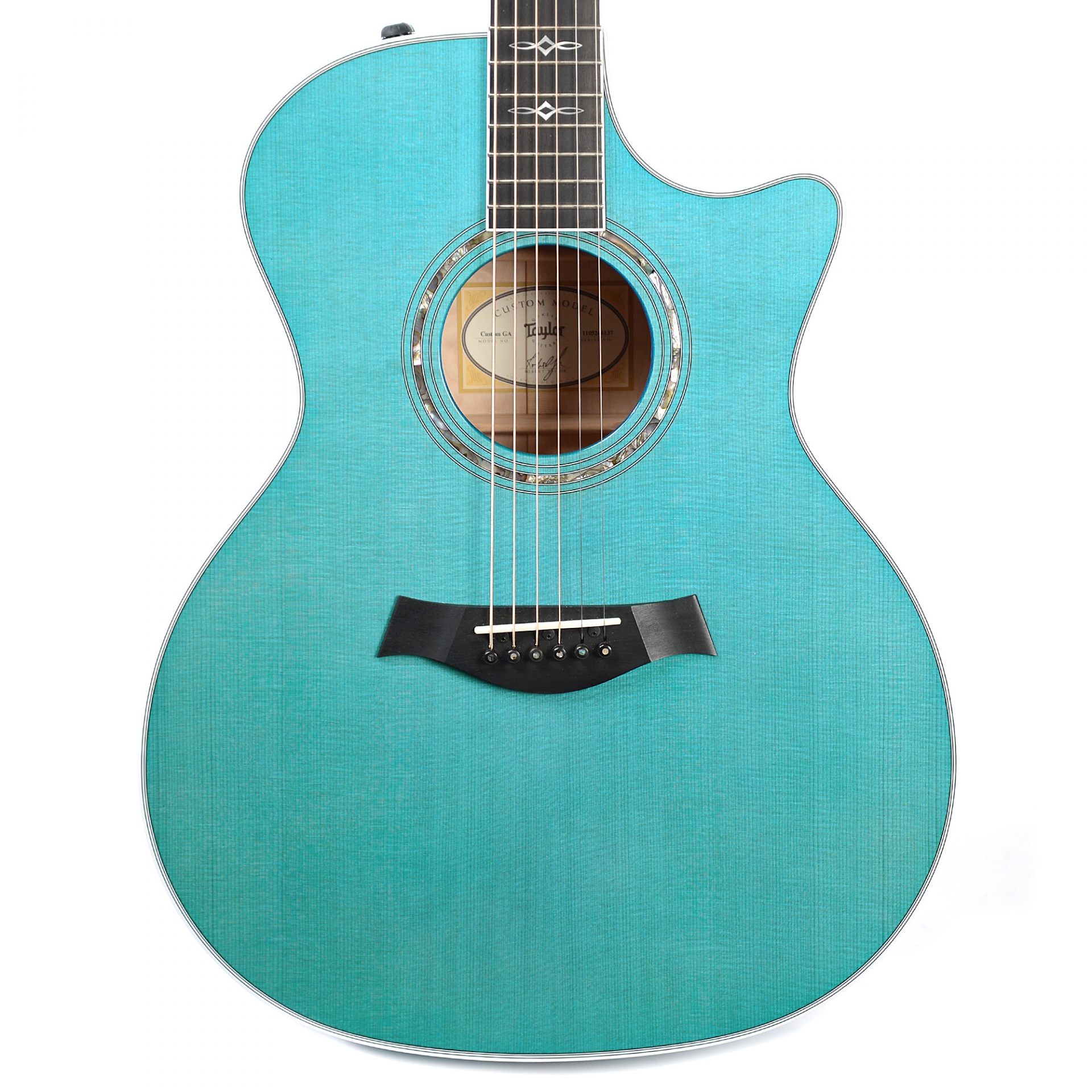 Taylor Custom Grand Auditorium AA Quilt Maple Koi Blue Cutaway Acoustic-Electric