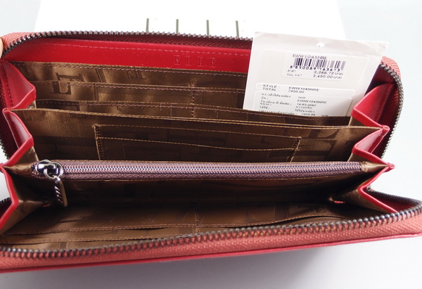 กระเป๋าสตางค์ ELLE แดงมะเหมี่ยว ซิบรอบ ใหม่ แท้