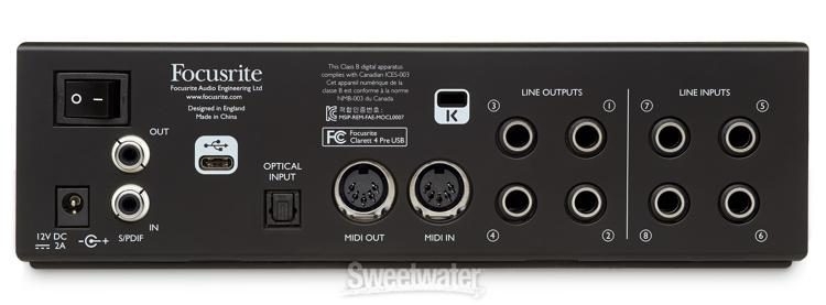 Focusrite Clarett 4Pre USB 18x8 Audio Interface