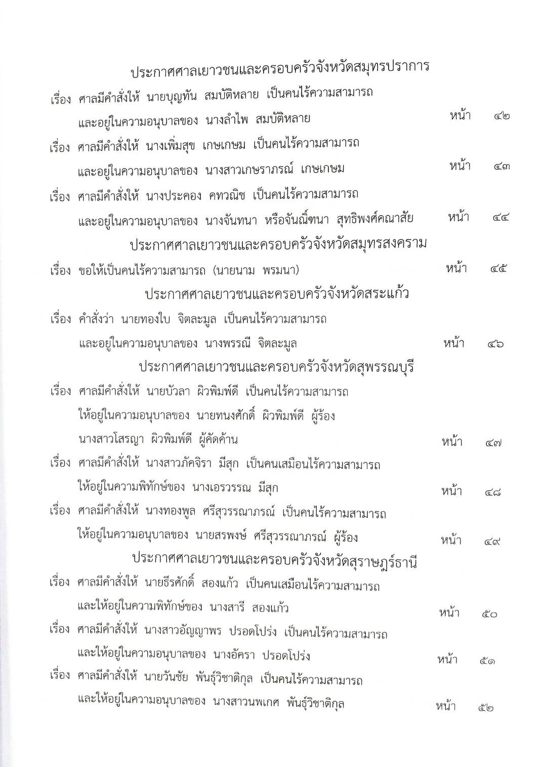 กฎหมายออกใหม่ ตอนที่ 42/63 ประกาศกระทรวงมหาดไทย ประกาศรัฐสภา ประกาศศาลเยาวชนและครอบครัวกลาง