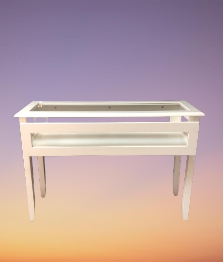 โต๊ะคอนโซลไม้ กระจกรอบ สไลด์เปิดด้านหน้า รุ่น Tango ขนาด W 112 x D 38 x H 76 (110) Cms. สีขาว และสีน้ำตาล