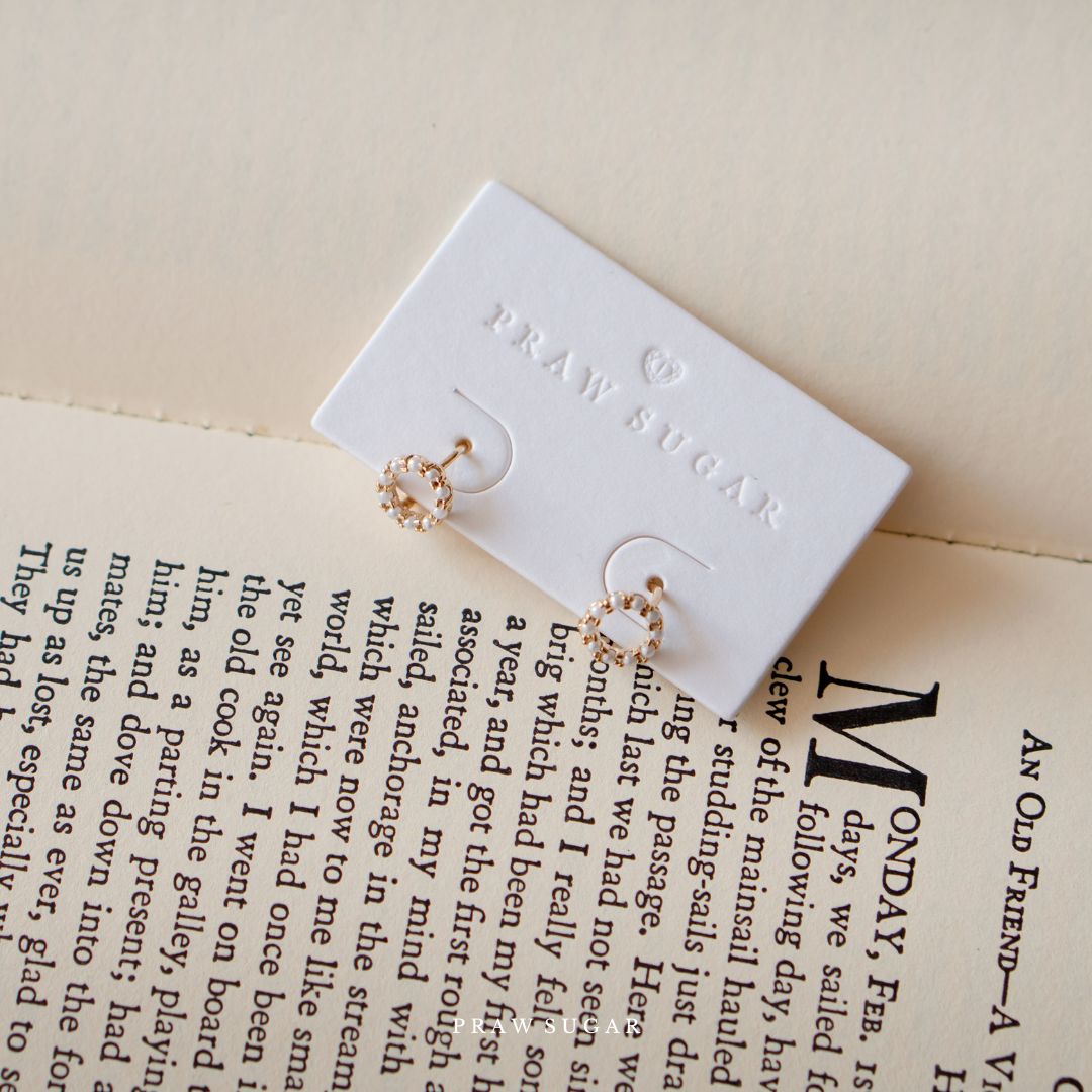Circle Gorgeous Mini Hoop Earrings - ต่างหูห่วงดีไซน์วงกลมประดับคริสตัลหรือมุก