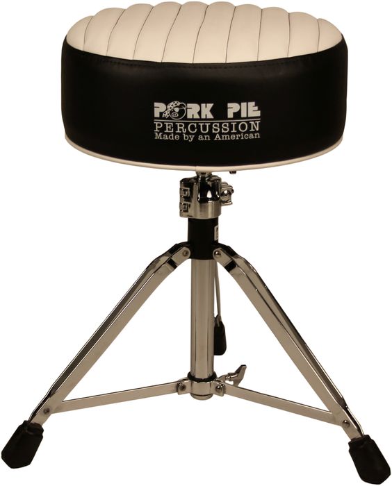 Pork Pie Deuce Tuck and Roll Round Drum Throne Black with White Top