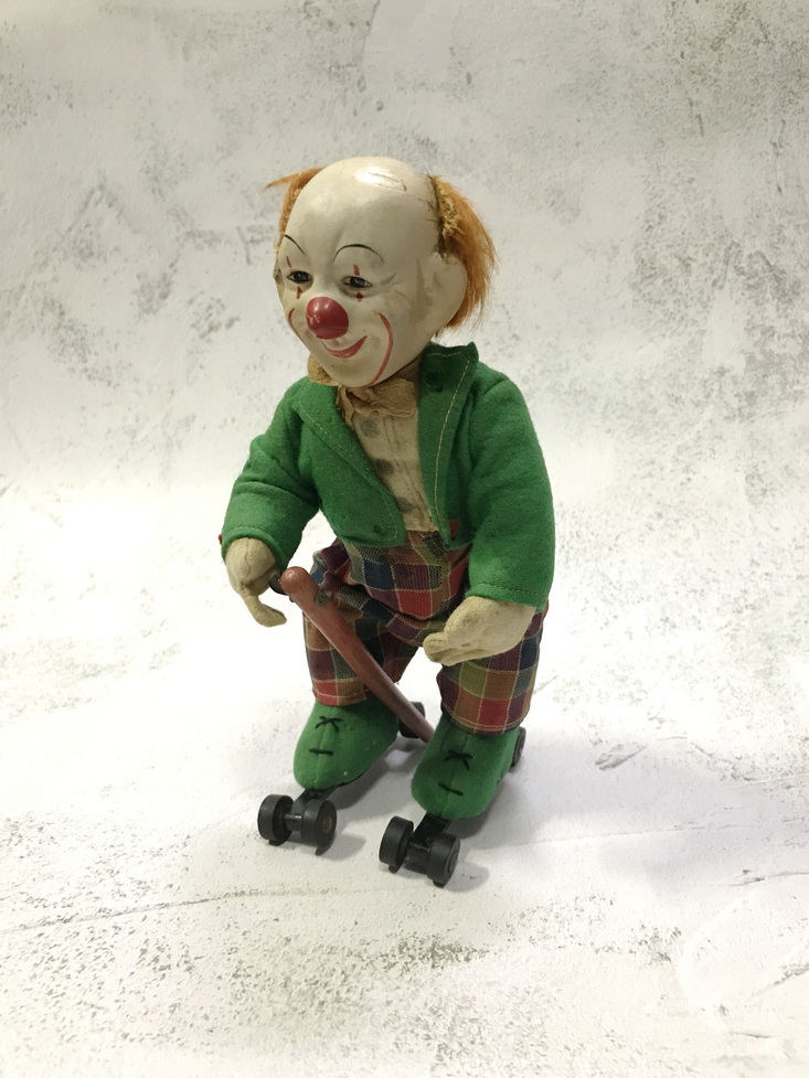 50s Schuco Clown Skater Tin Toy Germany