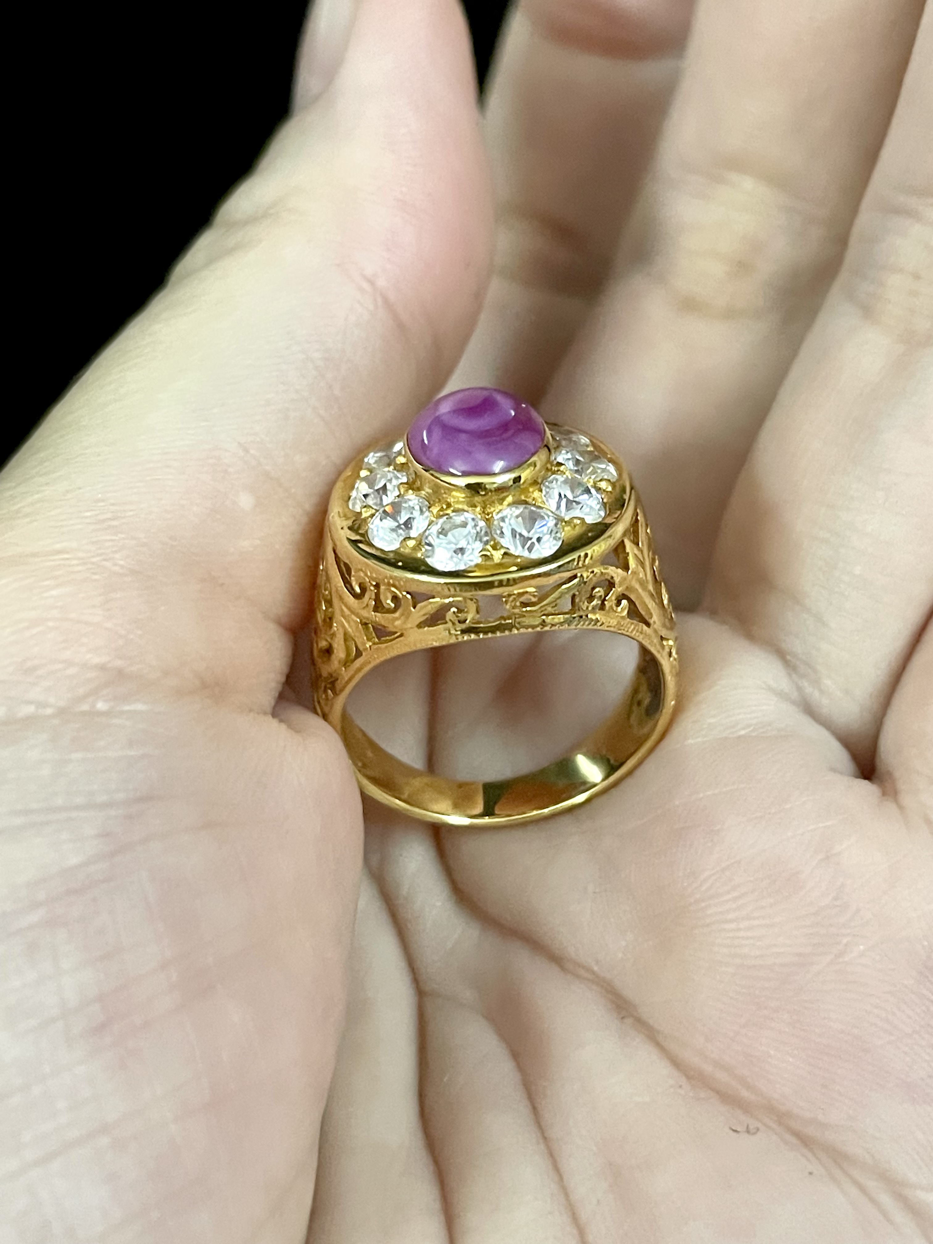 แหวนลิลลี่สตาร์ล้อมเพชรรัสเซีย ทองแท้