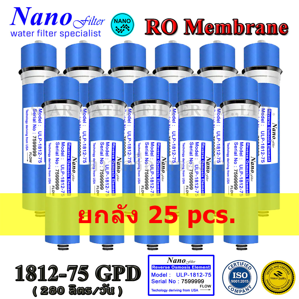 ไส้กรองน้ำ RO Membrane ULP-1812-75 GPD Nano Filter 25 pcs.