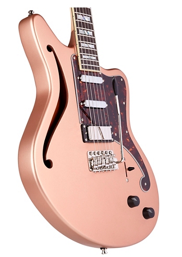 D Angelico Deluxe Series Bedford SH Limited-Edition Solidbody Electric Guitar with Tremolo Matte Rose Gold
