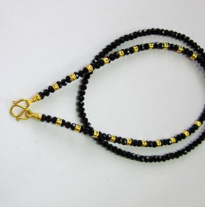 สร้อยคอคริสตัลนิลดำ คั่นทองแท้ 96.5% (ทอง 1 สลึง)