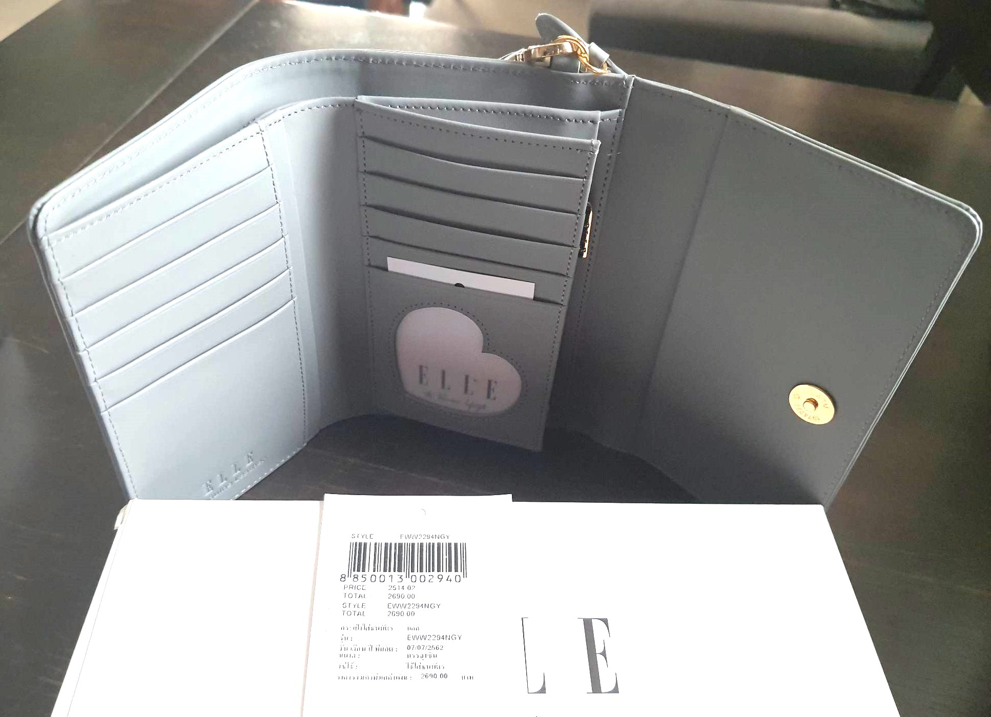 กระเป๋าสตางค์ ELLE เทา มีหู ใหม่ แท้