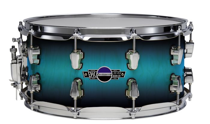 Ludwig Epic Brick 20-ply Birch Snare Drum Aqua Burst7x14