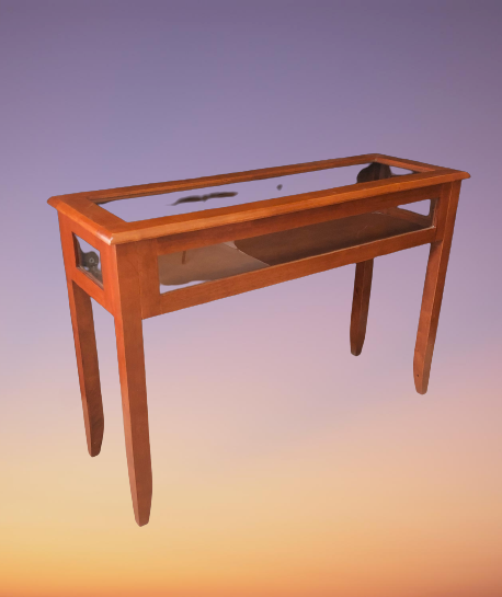 โต๊ะคอนโซลไม้ เปิดด้านบน กระจกรอบด้าน รุ่น Tango ขนาด W 112 x D 38 x H 76 (110) Cms. สีขาว และสีน้ำตาล