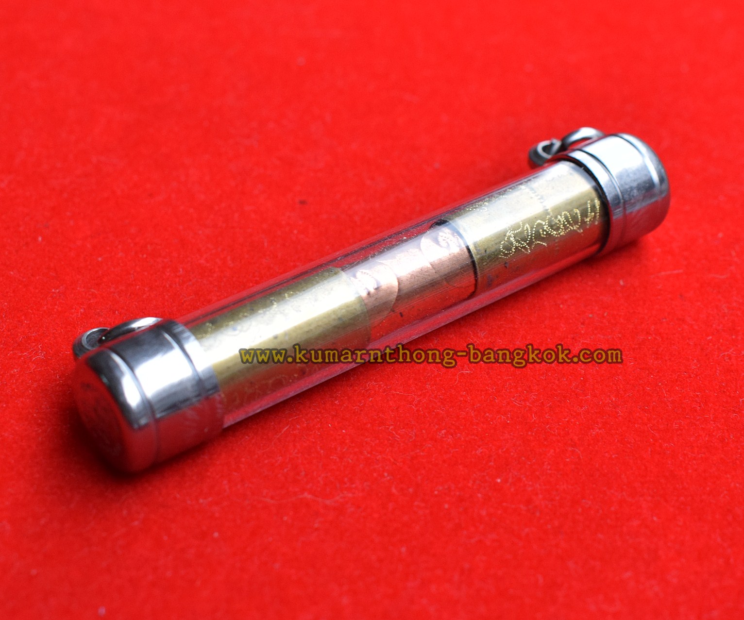 ตะกรุดโทน จารมือ วัดบางพระ (หลวงพ่อเปิ่น) จ.นครปฐม ขนาดยาว 7.5ซม. สูง 1.2ซม. ออกบูชาปลุกเสก ปี2553