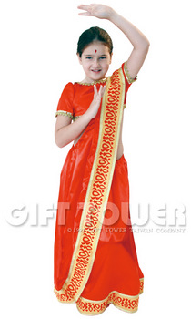 ชุดเประจำชาติอินเดียเด็กหญิง ชุดแฟนซีนานาชาติของอินเดีย ขนาด L, XL