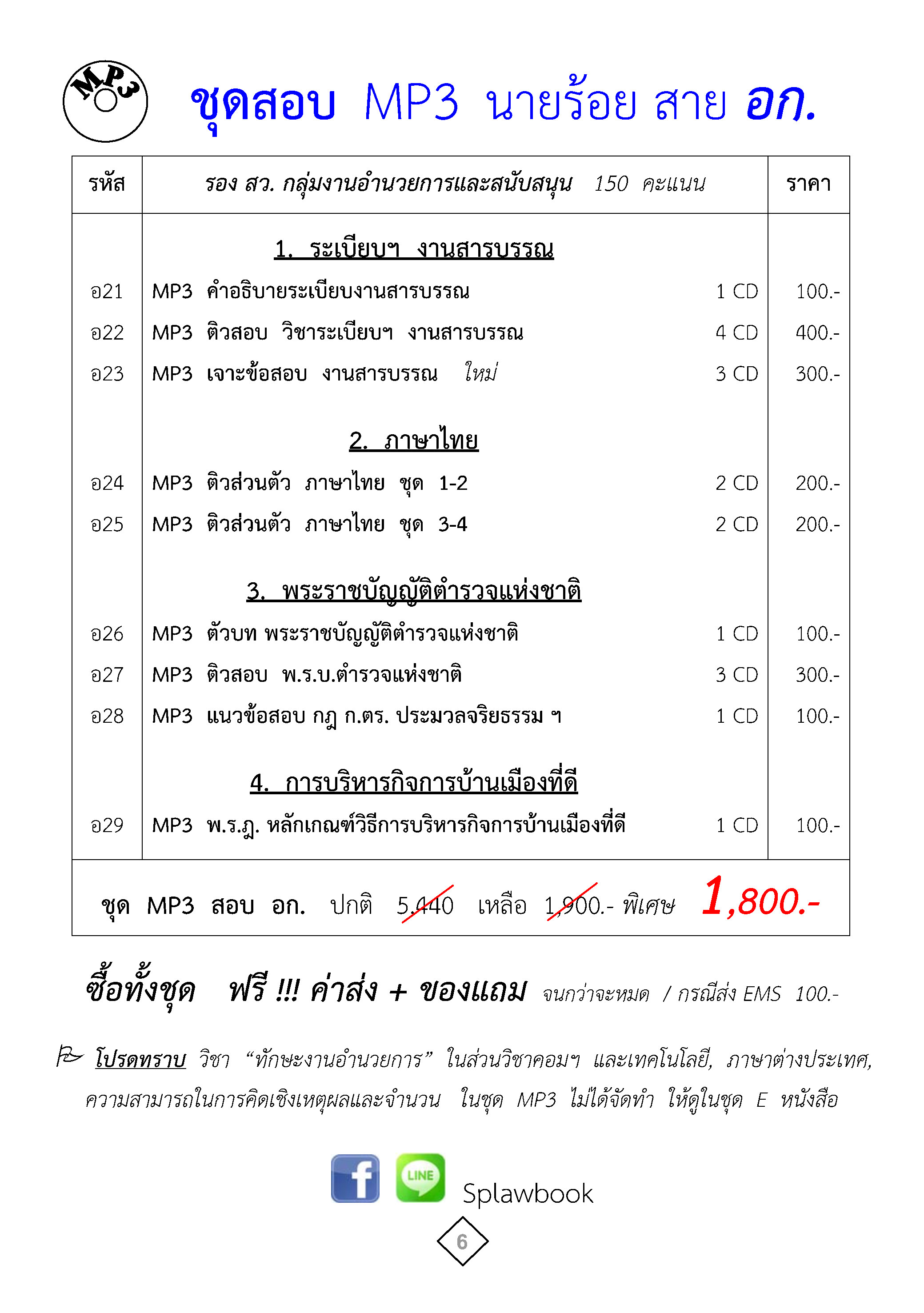 ชุดเตรียมสอบนายร้อยตำรวจ สายปราบปราม อำนวยการ พนักงานสอบสวน นิติกร