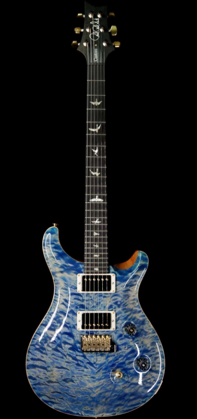 PRS WOOD LIBRARY 10 TOP CUSTOM 24 QUILT MAPLE TOP EBONY FINGERBOARD FADED BLUE JEAN