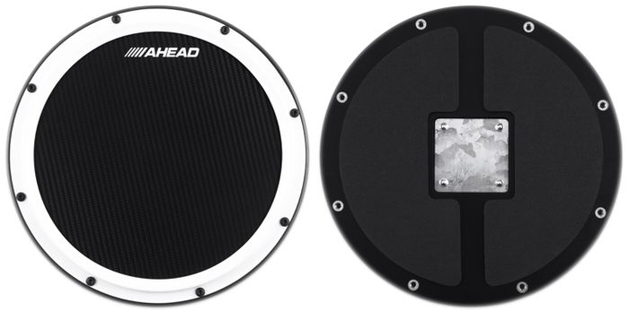 Ahead S-Hoop Marching Practice Pad with Snare Sound Black Carbon Fiber 14 Inch