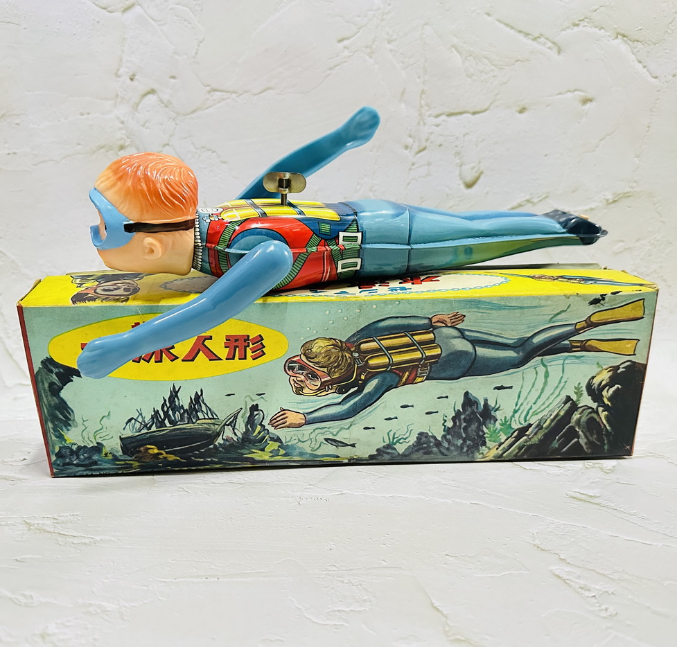 Yonezawa Scuba Diver Boy Tin Toy