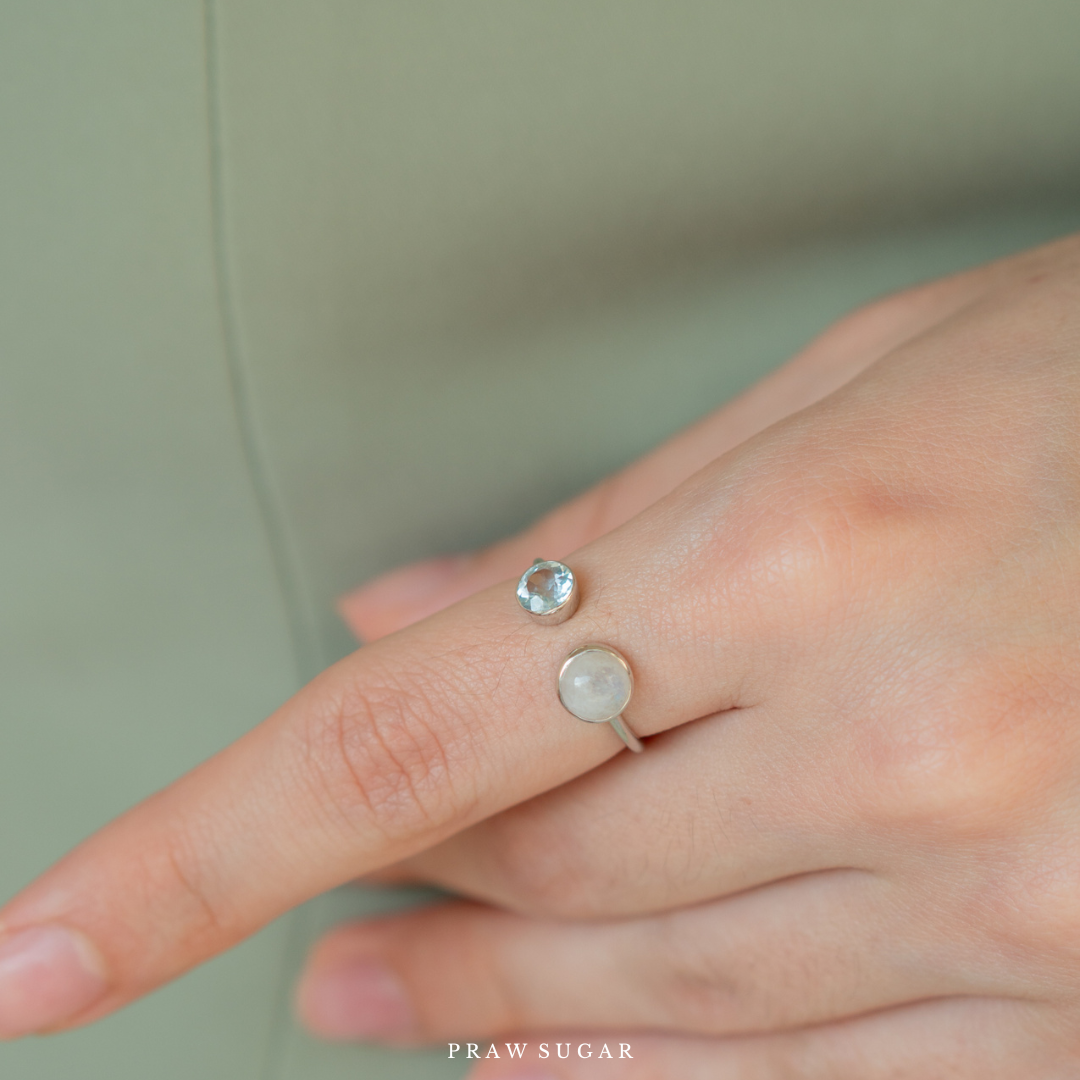 Double Gemstone Ring - แหวนหินแท้ แหวนพลอยแท้ 2 ฝั่ง (เรือนเงินแท้)