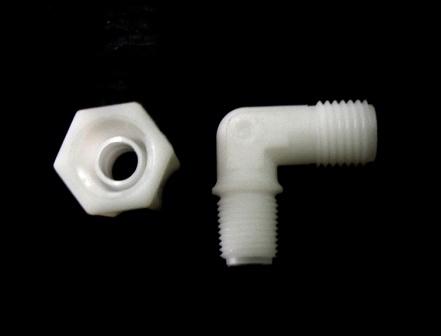 ข้องอ (1/8MIP x 1/4OD) Plastic + ฝาเกลียวหมุนล๊อกท่อ 50 Pcs.