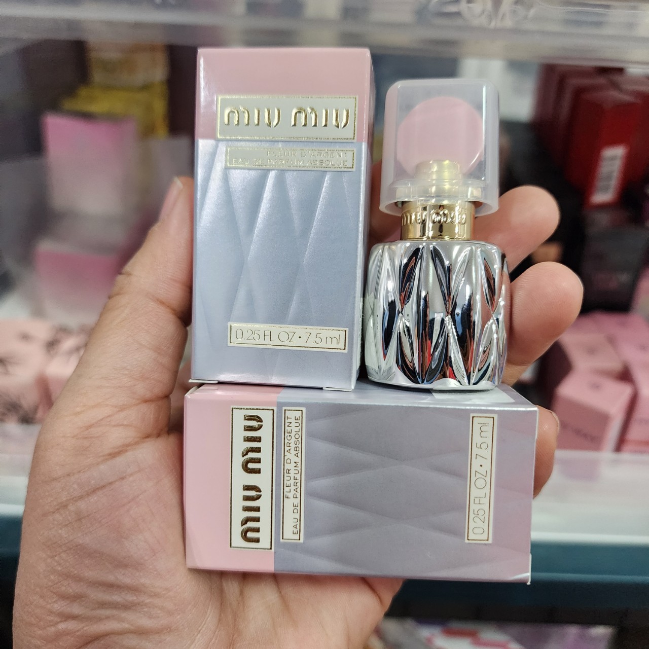 น้ำหอมจิ๋วมินิ Miu Miu Fleur D'Argent EDP Absolue 7.5ml แบบแต้มมีกล่อง ( Mini Perfume น้ำหอมขนาดพกพา)