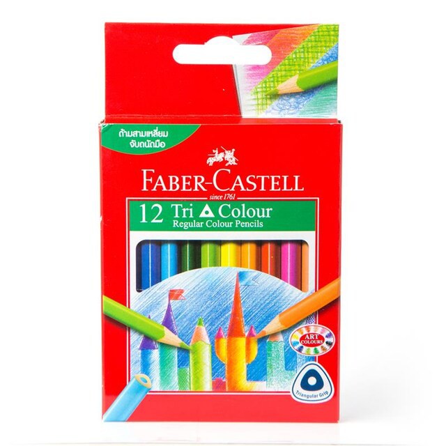 ดินสอสีไม้สั้น 12 สี ด้ามสามเหลี่ยม Faber-Castell 115859