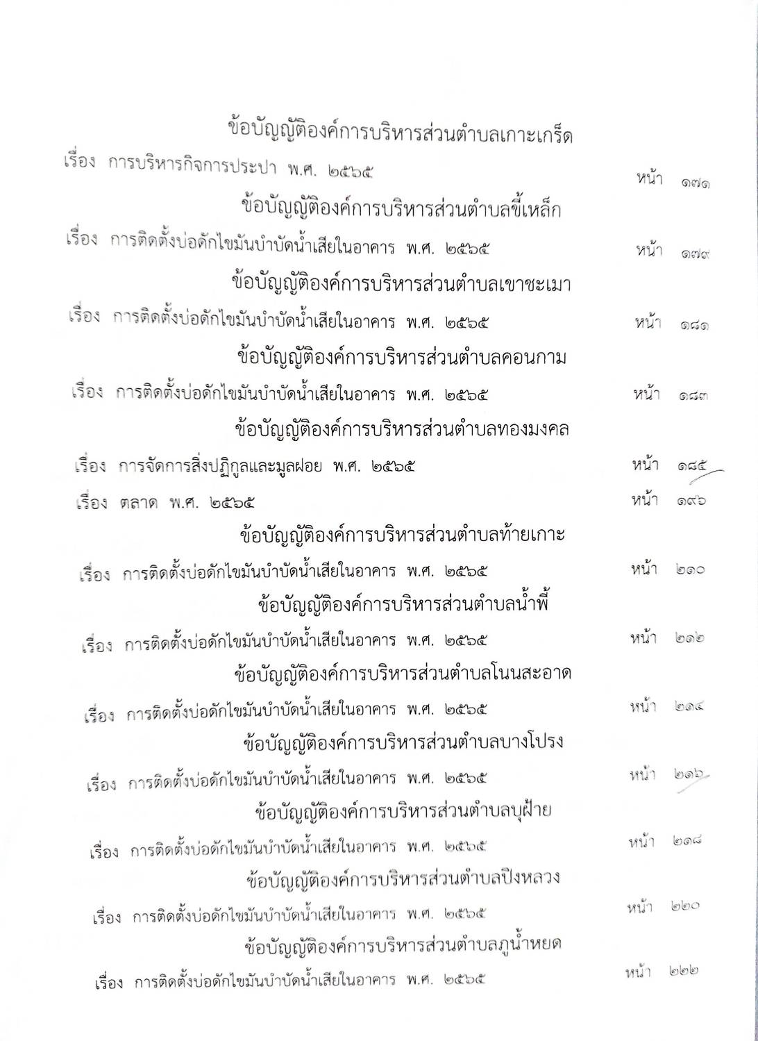 กฎหมายใหม่ ตอนที่ 142/57รวมข้อบัญญัติองค์การบริหารส่วนตำบล