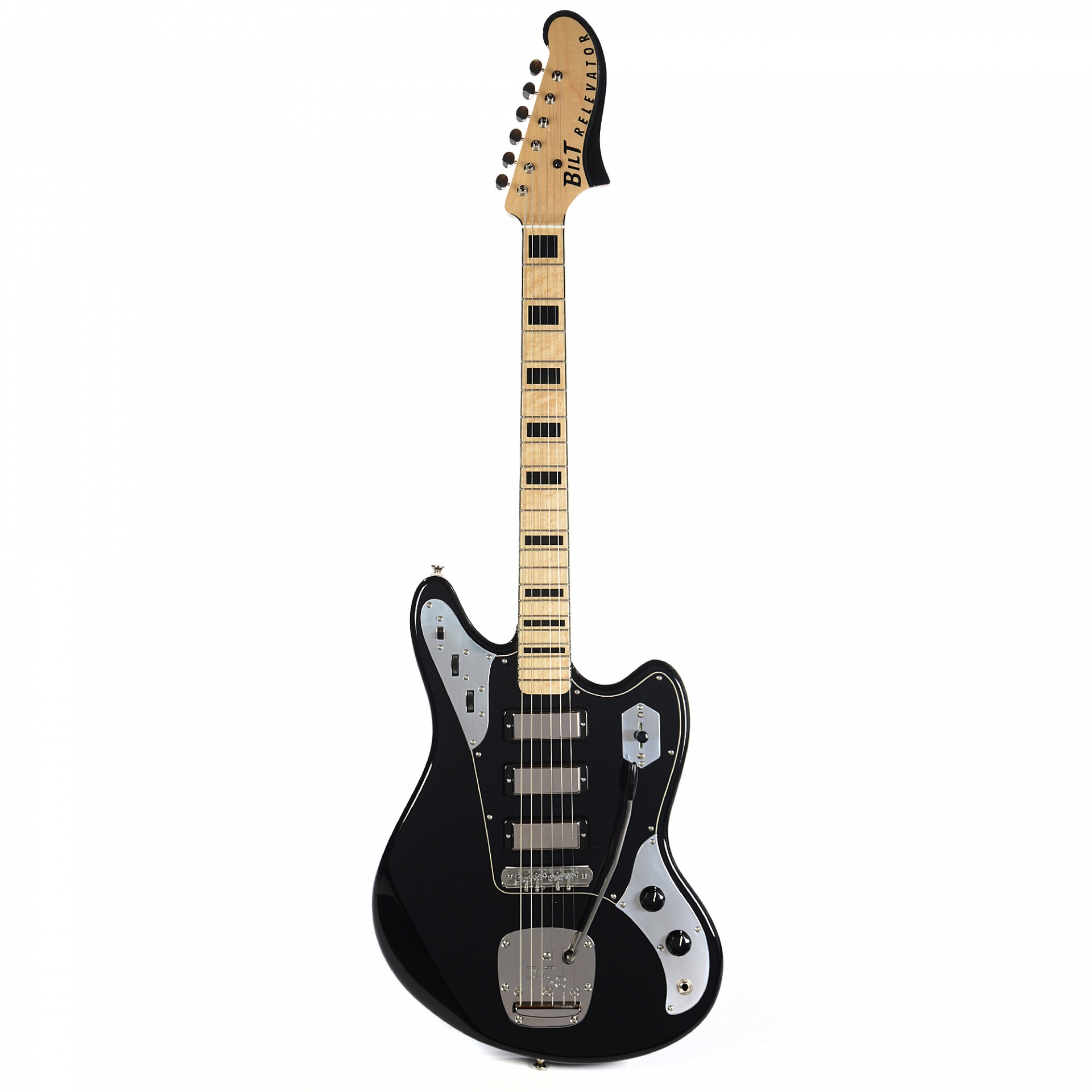 BilT Relevator LS Black w Lollar Firebird Pickups Block Inlays and Mastery Vibrato No1628