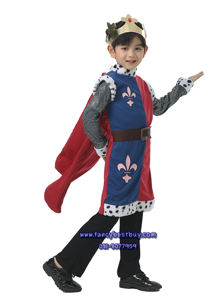 ชุดเจ้าชาย ชุดกษัตริย์โรมัน ชุดพระราชา สำหรับชุดแฟนซีเด็กชาย มีขนาด XS 100-110, S110-120 (เสื้อ+ผ้าคลุม+มงกุฎ) ไม่รวมกางเกง