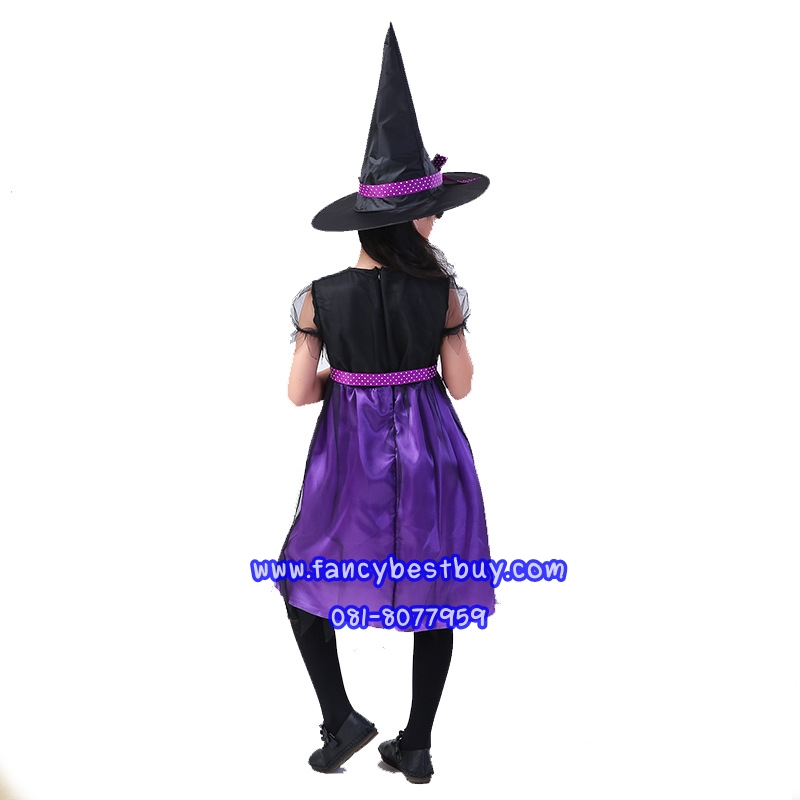 ชุดฮาโลวีนเด็ก ชุดแม่มดน้อย สีม่วง สำหรับแฟนซีเด็ก ขนาด 110, 120, 130, 140