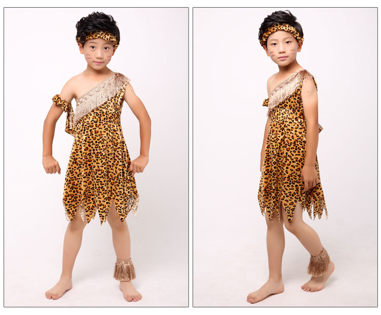 ชุดแฟนซีเด็ก ชุดทาร์ซาน ชุดคนป่า ชุดชนเผ่าพื้นเมือง ชุดมนุษย์ยุคหิน มีขนาด 100, 110, 120, 140, 150 (คู่กับชุดเด็กหญิง FG38004)