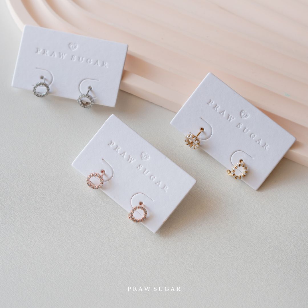 Circle Gorgeous Mini Hoop Earrings - ต่างหูห่วงดีไซน์วงกลมประดับคริสตัลหรือมุก