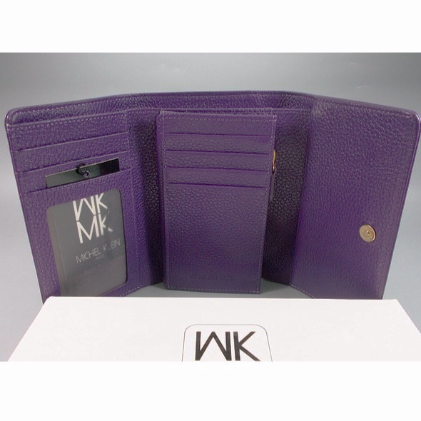 กระเป๋าสตางค์ MICHEL KLEIN - PARIS ม่วงเปลือกมังคุด ใหม่ แท้