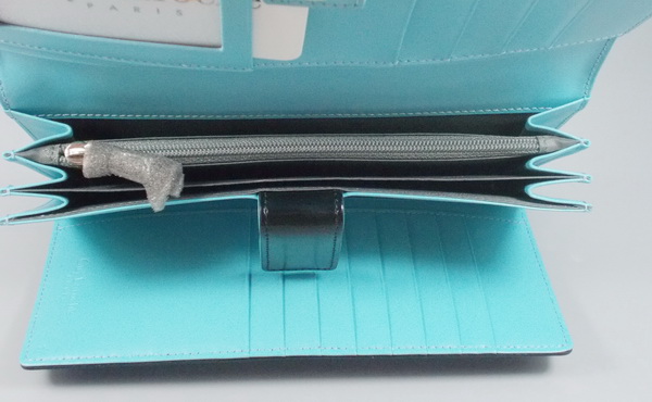 กระเป่าสตางค์ Guy Laroche ดำ-ฟ้า ล็อค 2 ชั้น ใหม่ แท้