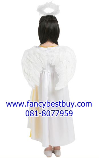 ชุดนางฟ้า ชุด Little Angel สีขาวเหลือง พร้อมประดับศรีษะและปีก (ปีกดูรูปประกอบ) ขนาด S 95-110, L 120-130