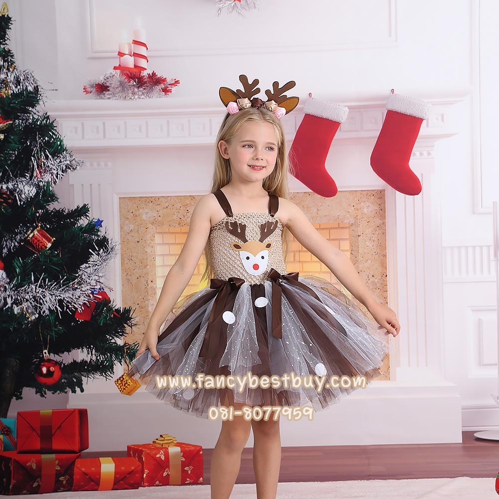 ชุดกวางเรนเดียร์ Raindeer สำหรับแฟนซีวันคริสมาส มี ขนาด M 100-110