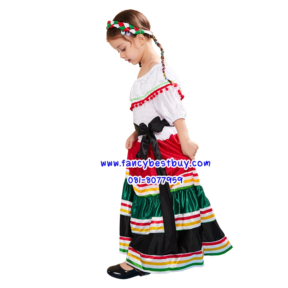 ชุดประจำชาติ ชุดเม็กซิโก ชุดเม็กซิกัน ชุดเมกซิโก ชุดแมกซิโก mexico mexican costume traditional costume ชุดอเมริกาใต้ south america ขนาด S 110-120, M 120-130, L 130-140, XL 140-150