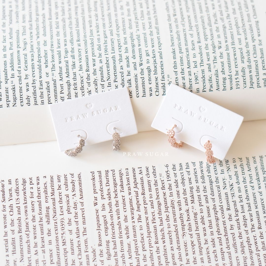 Flowers Hoop Earrings - ต่างหูห่วงทรงดอกไม้ (ก้านต่างหูเงินแท้)