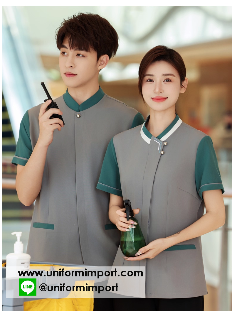เสื้อพนักงานทำความสะอาด ++คลิกภาพดูรายละเอียดด้านใน เสื้อแม่บ้าน เสื้อแม่บ้านโรงแรม เสื้อฟอร์มพนักงาน ยูนิฟอร์ม uniform เสื้อพนักงานโรงแรม