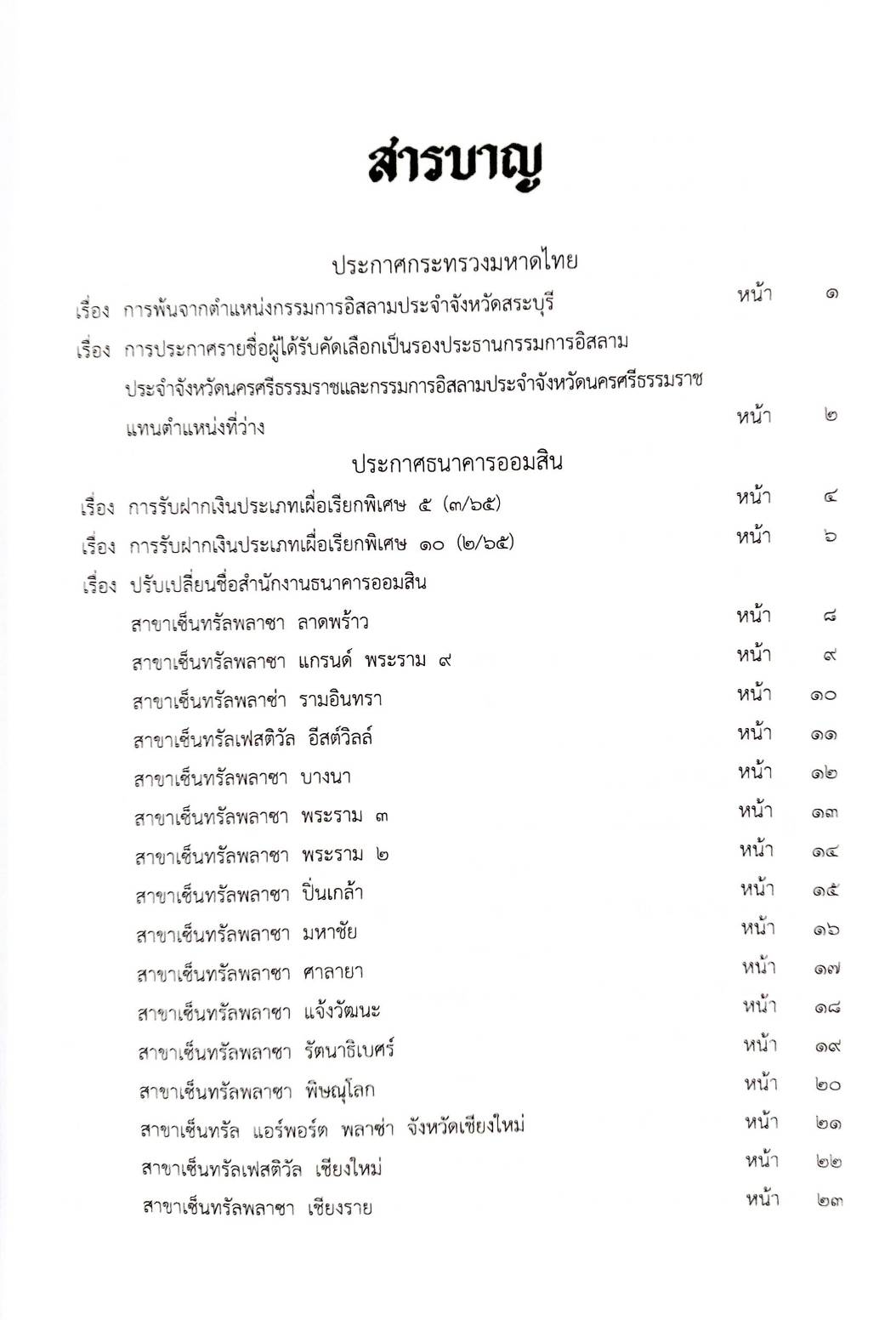 กฎหมายออกใหม่ 51/65 ประกาศกระทรวงมหาดไทย การพ้นตำแหน่งฯ ประกาศธนาคารออมสิน ปรับเปลี่ยนชื่อสำนักงานฯ ประกาศศาลเยาวชนและครอบครัวจังหวัด..