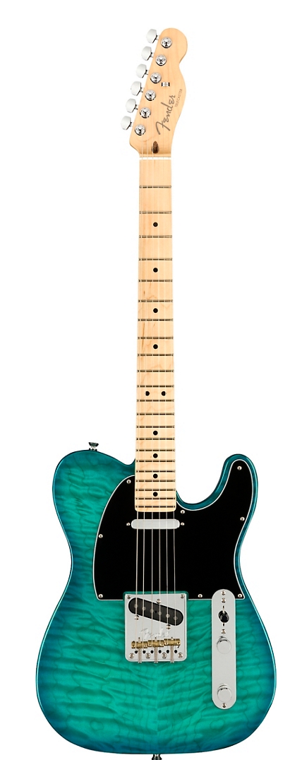 Fender American Showcase QMT Telecaster Maple Fingerboard Electric Guitar Aqua Marine Metallic