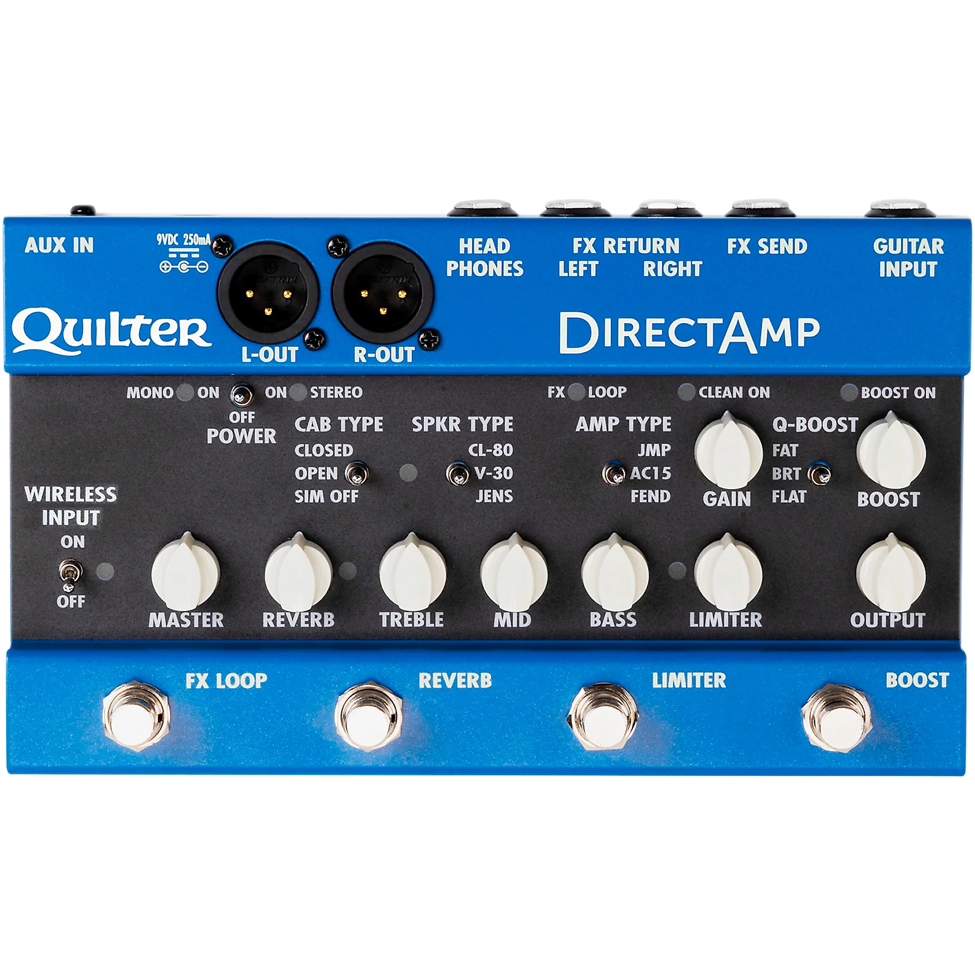 Quilter Labs DirectAmp Stereo Amp Simulator Effects Pedal Blue