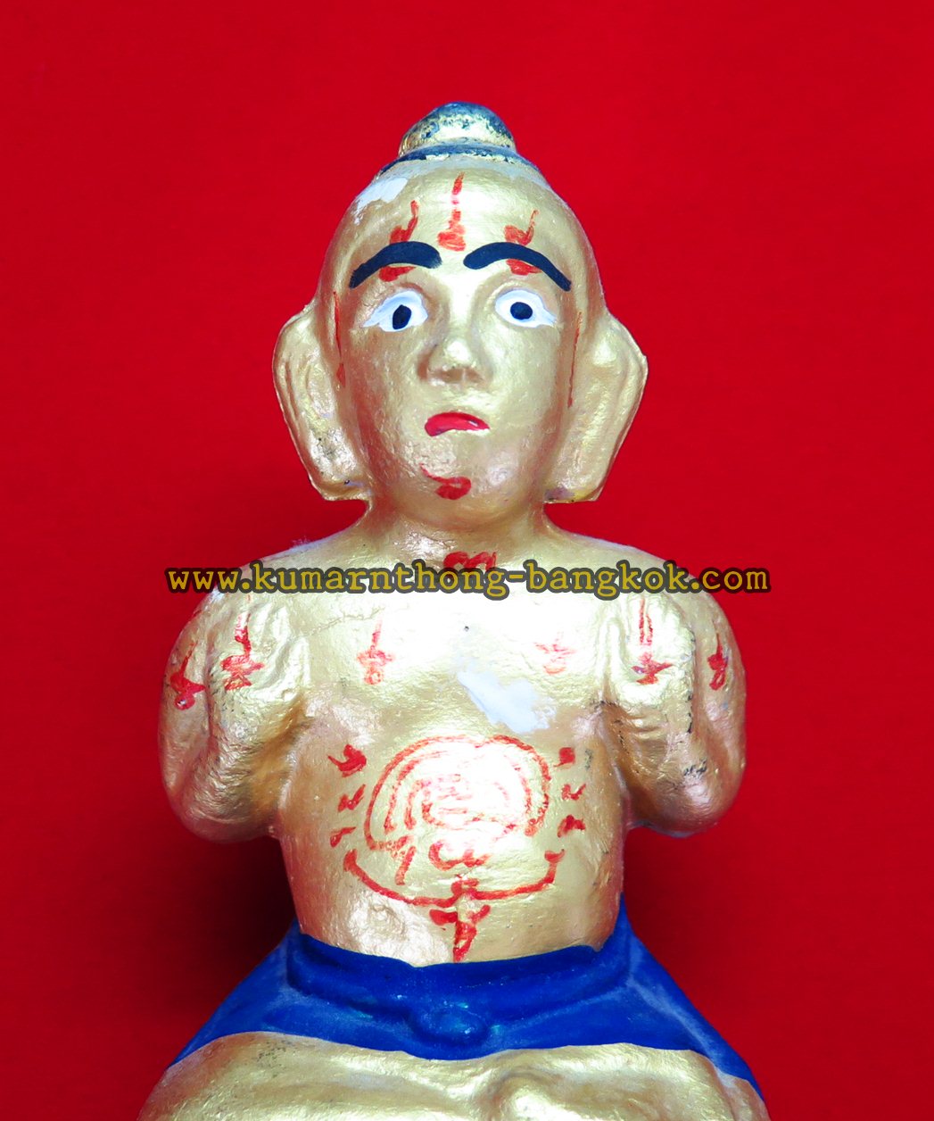 กุมารทอง หลวงปู่แย้ม วัดสามง่าม จ.นครปฐม เนื้อดิน สีทองฐานแดง พิมพ์เล็ก รุ่น ย้อนยุคฐาน2 ปี 2553
