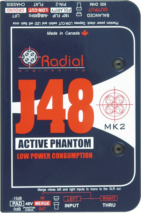Radial Engineering J48 MK2 48V Phantom Power Active Direct Box
