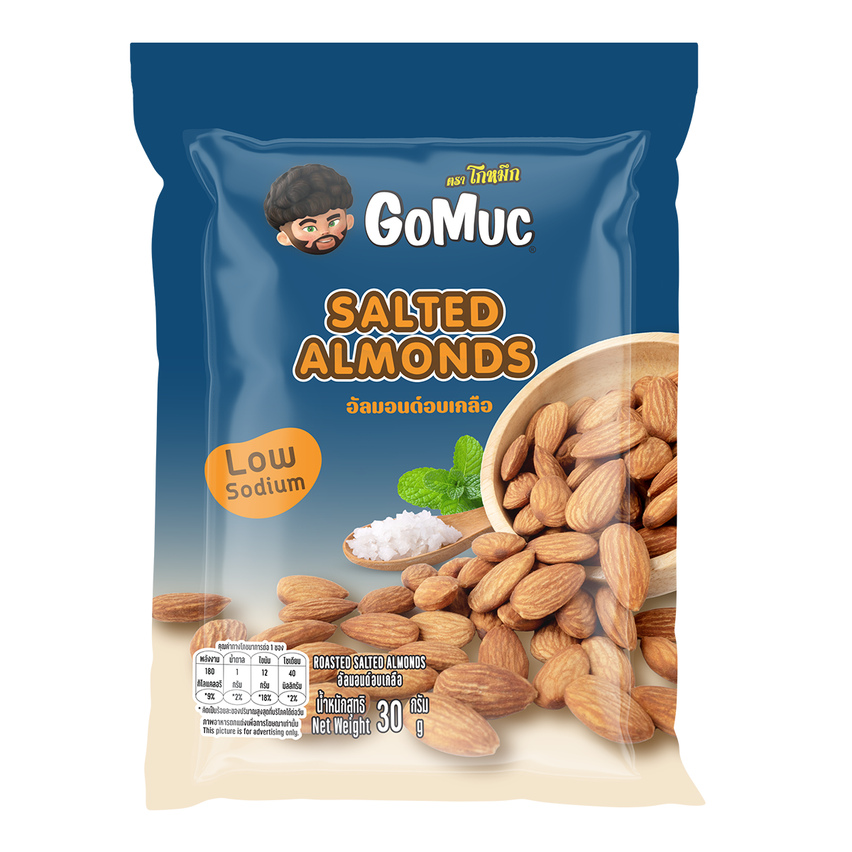 GoMuc โกหมึก อัลมอนด์อบเกลือ 30 กรัม Roasted Salted Almonds