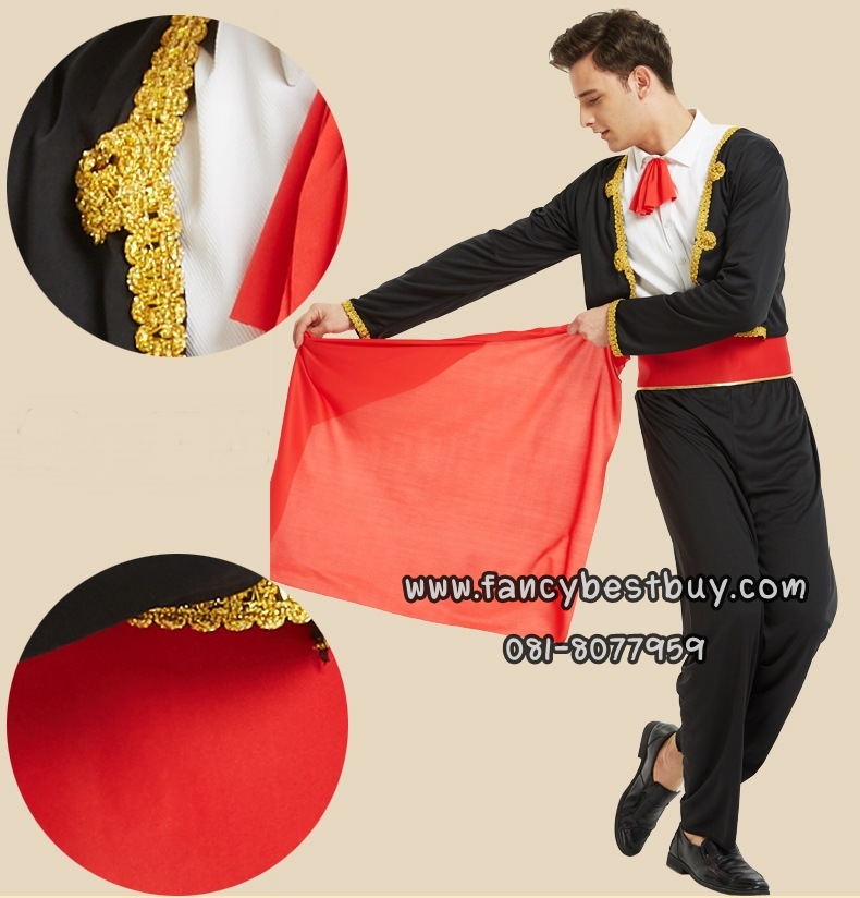ชุดประจำชาติสเปน ชุดแฟนซีมาทาดอร์ Matador ชุดนานาชาติสเปน (ไม่รวมเสื้อสีขาวด้านใน) ฟรีไซด์ สำหรับสูง 170-180 ซม