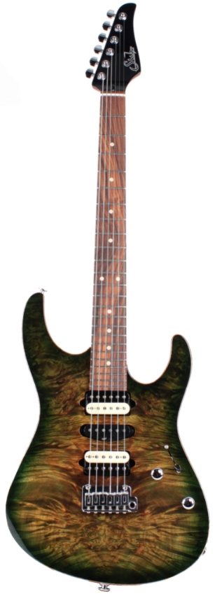 Suhr Modern Select Mahogany Guitar, Trans Green, Burl