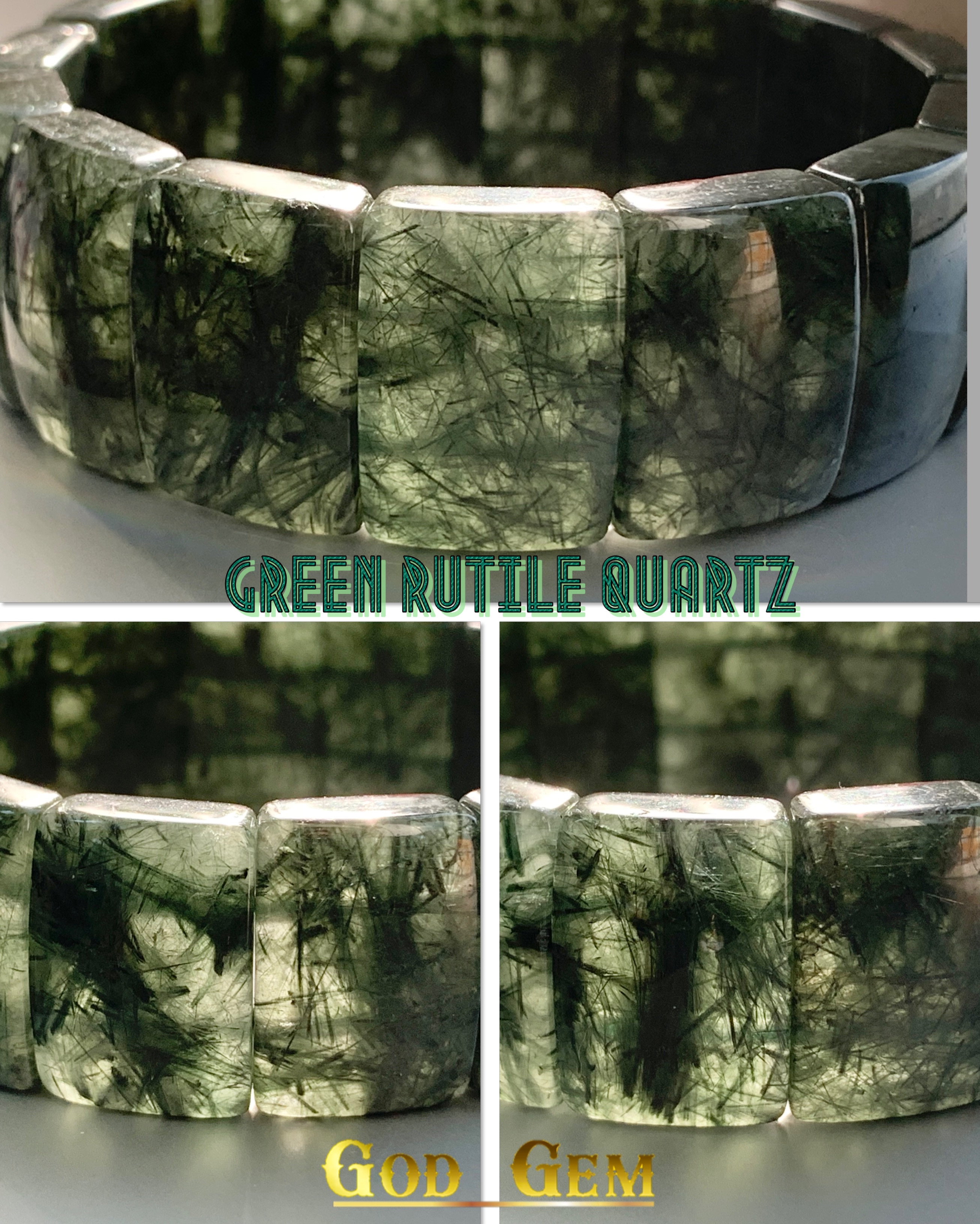 กำไลหินไหมเขียว (Green Rutilated Quartz)
