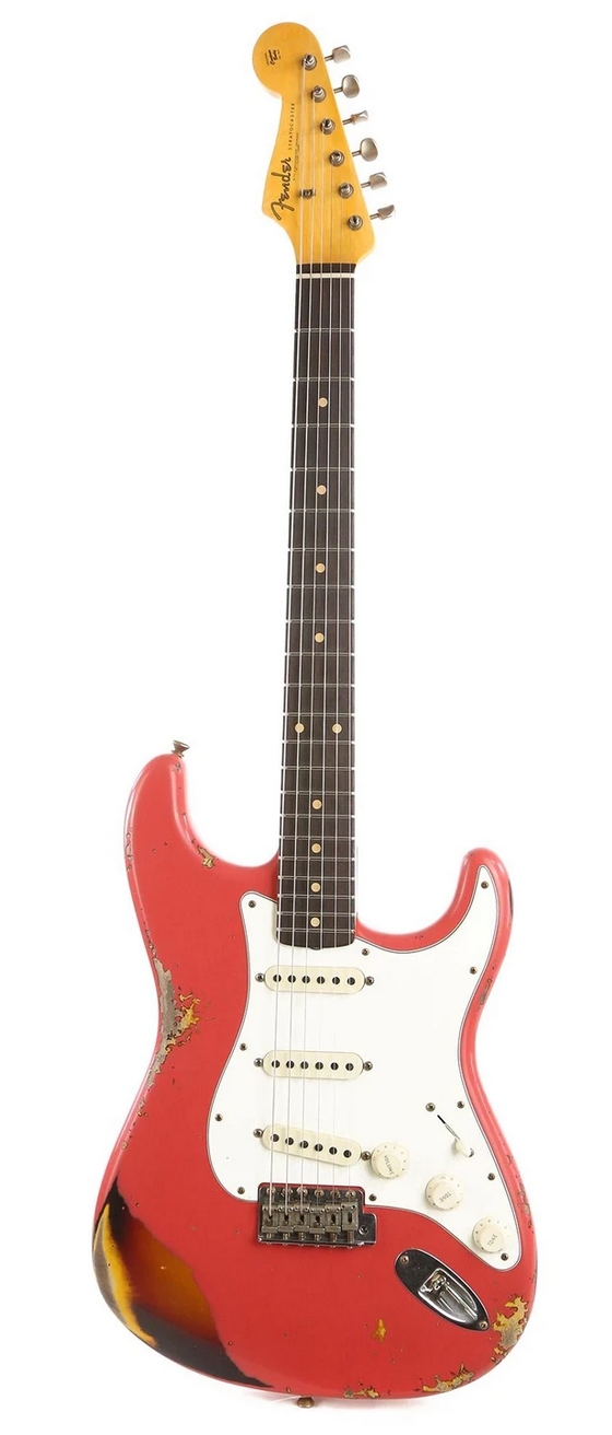 Fender Custom Shop 1962 Stratocaster Heavy Relic Fiesta Red over 3-Tone Sunburst Reverse Headstock