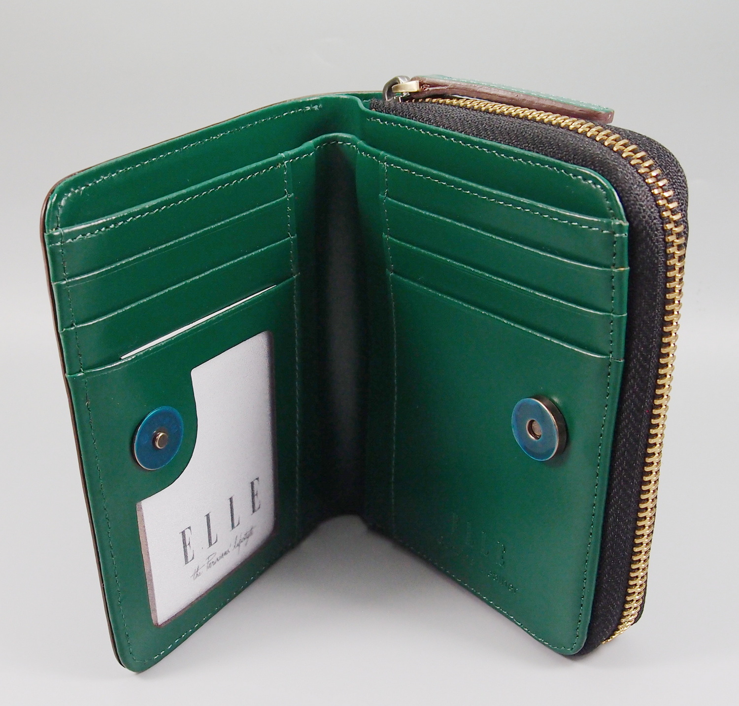 กระเป๋าสตางค์ ELLE เขียวปีกแมลงทับ ใหม่ แท้